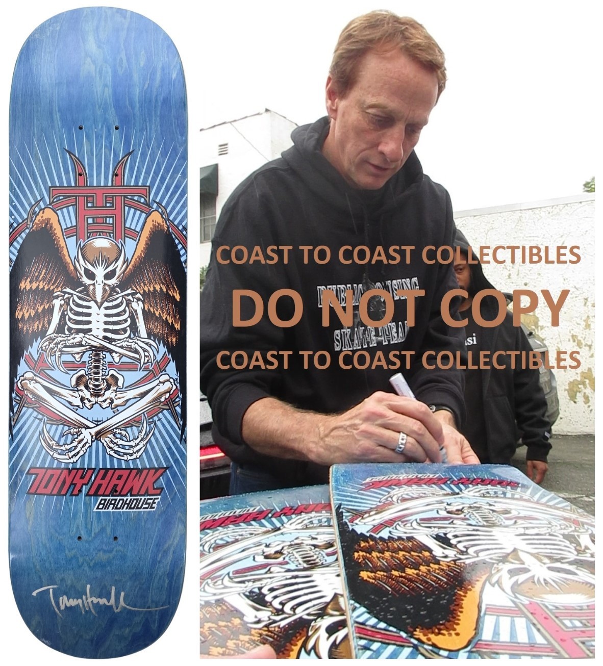 Tony Hawk signed Birdhouse skateboard Deck exact proof COA autographed.