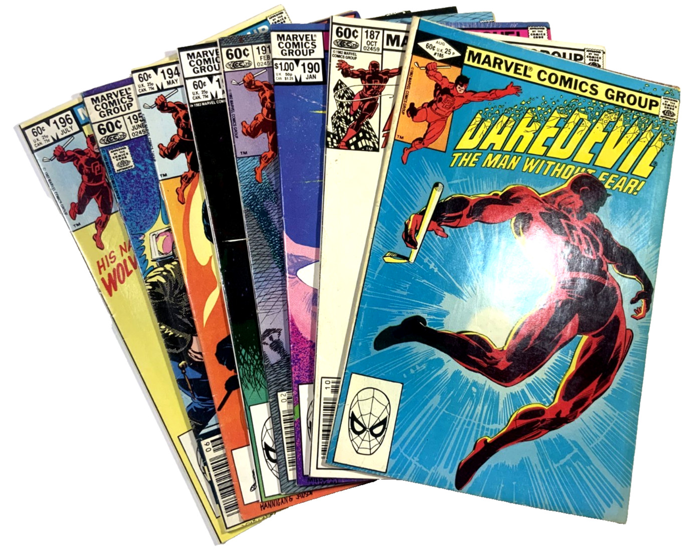 Marvel DAREDEVIL (1982) #185, 187, 190-191, 193-196 (VG/FN to VF) Ships FREE