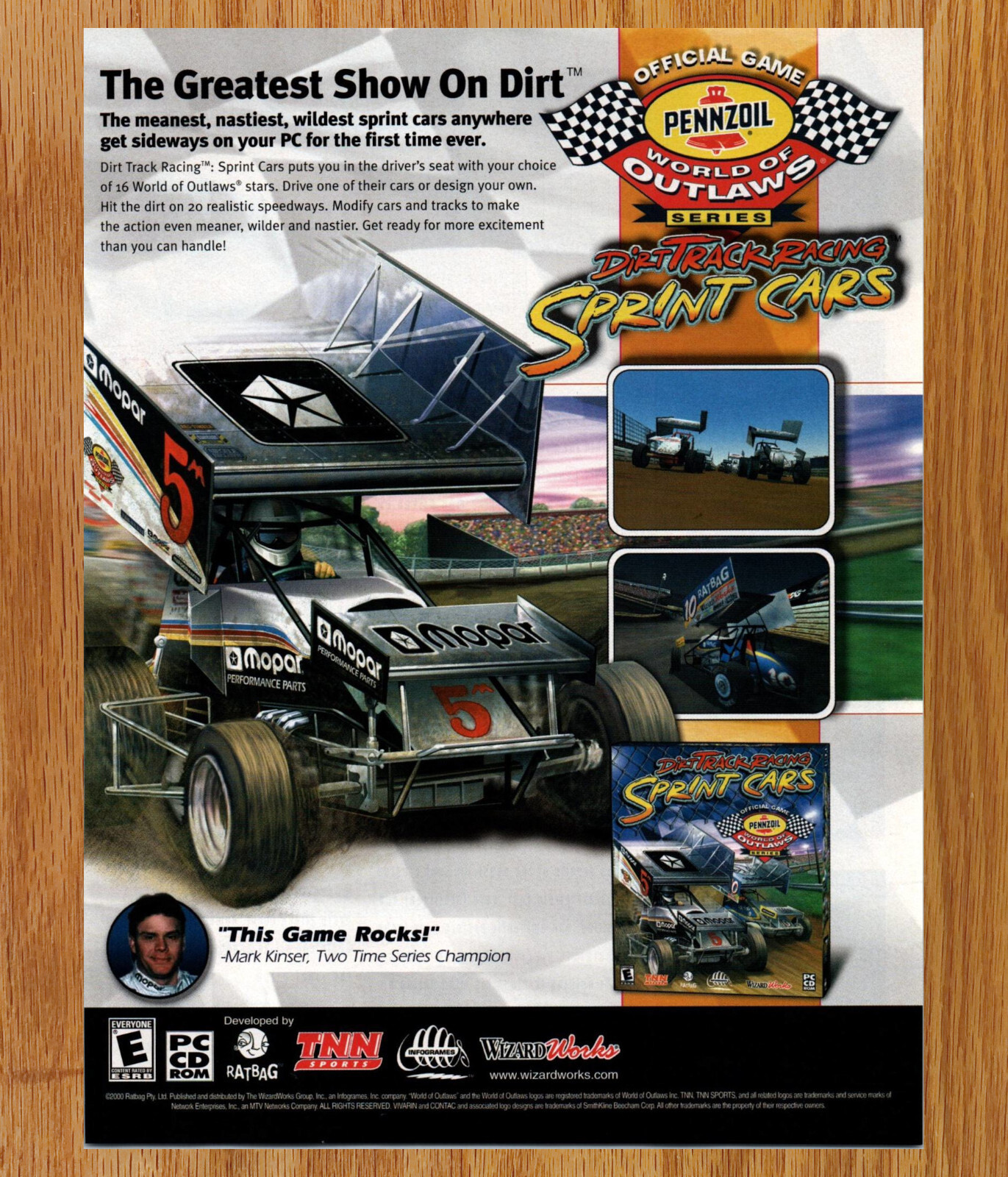 Dirt Track Racing Sprint Cars Pennzoil - Game Print Ad / Poster Promo Art 2000