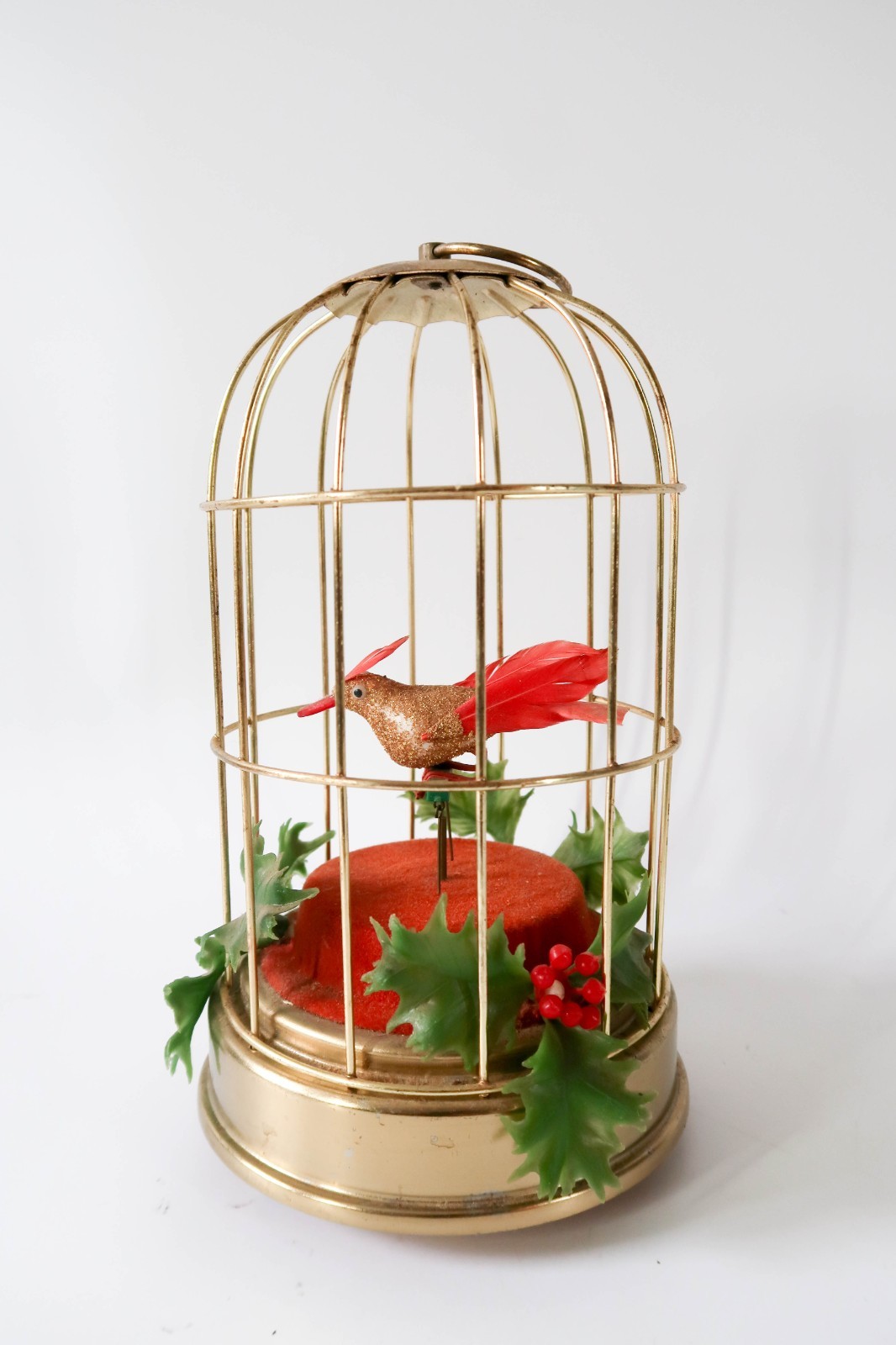 Vintage Schmid Japan Birdcage Music Box 12 Days of Christmas MOVING Bird