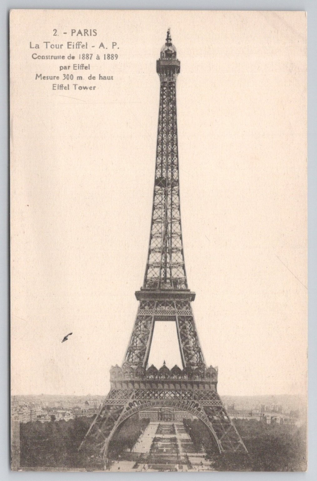 Early E. Piréghin Eiffel Tower Postcard Paris France Vintage Antique 1900s
