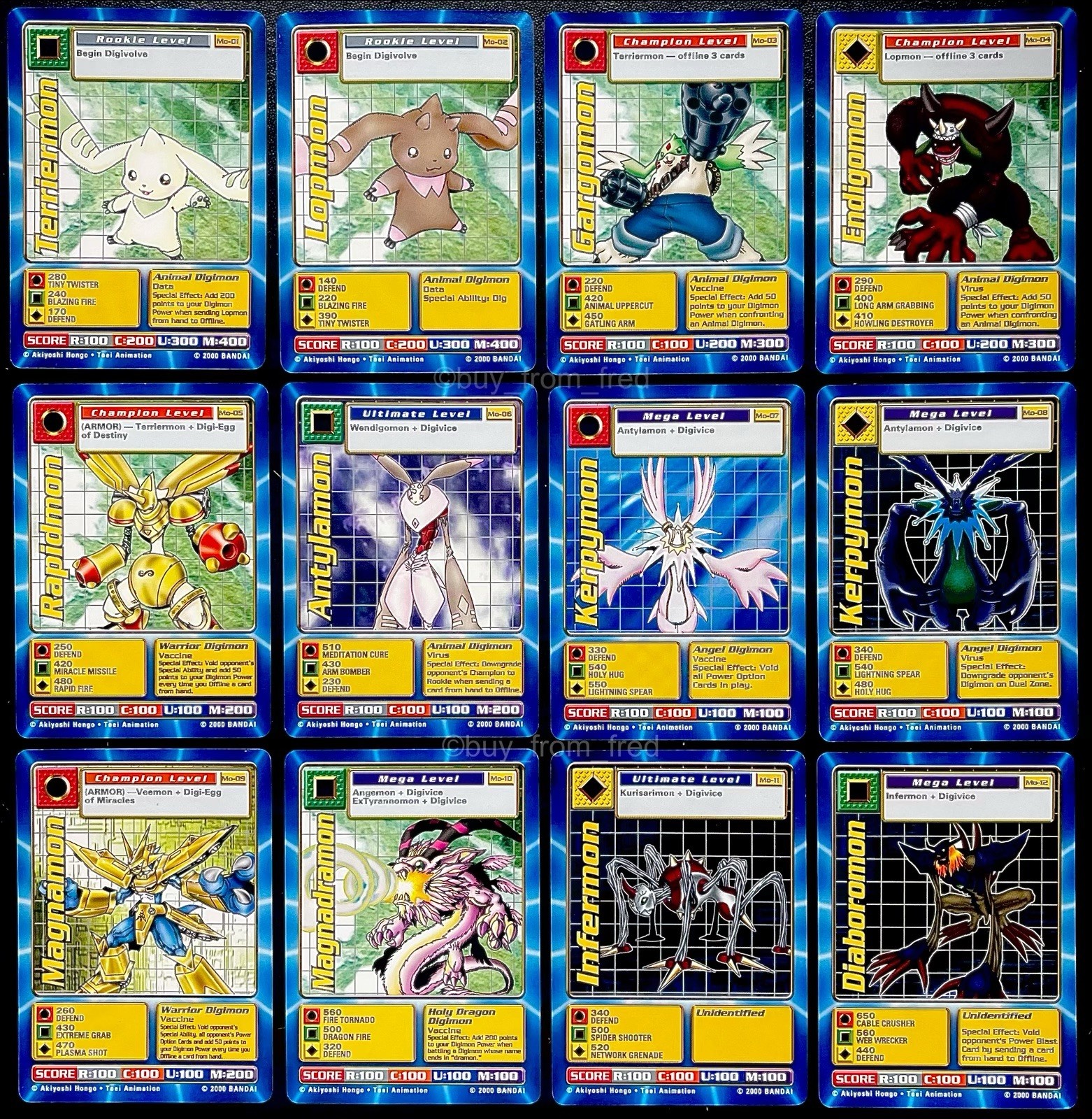 Digimon the Movie Promo Card Set Complete Set of 12 Cards Bandai 2000