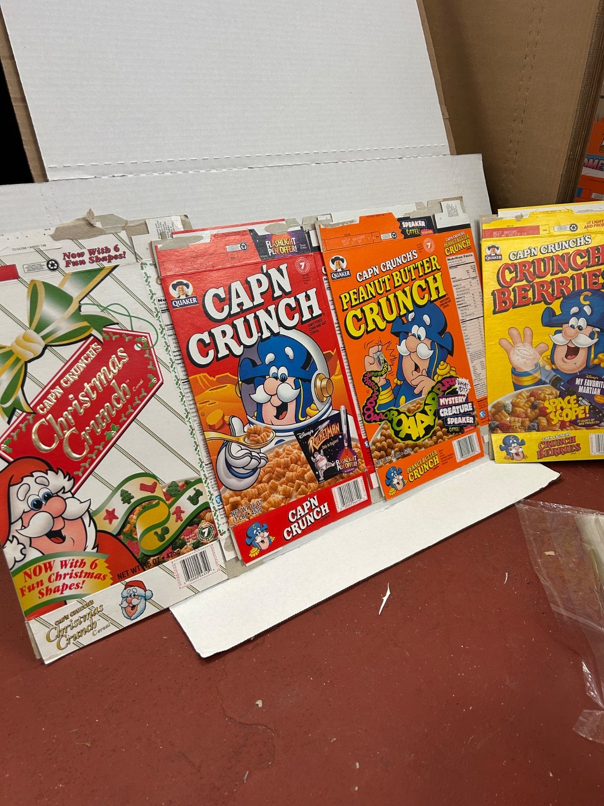 96/97/98 Cap\'N Crunch Christmas, Rocketman, Mystery Creature , Space Scope Boxes