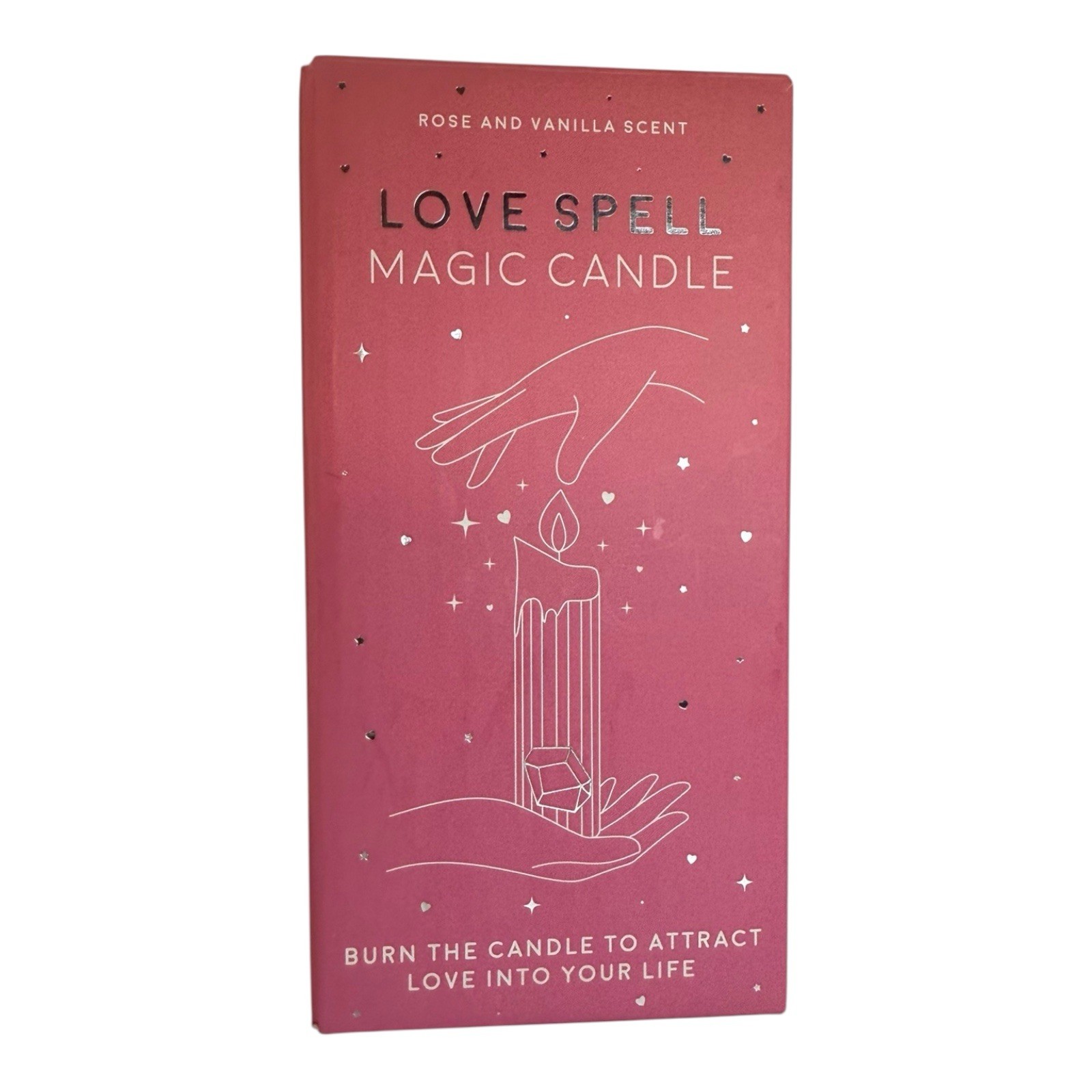 Love Spell Magic Candle With Crystal Inside - Wiccan Love Magic Rose Quartz