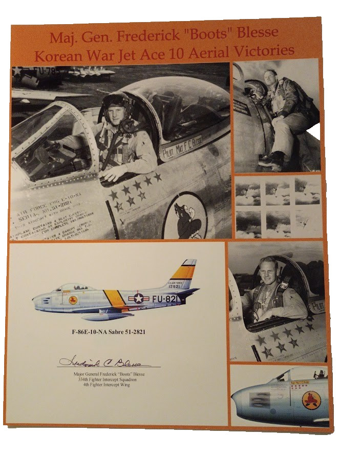 Major General Boots Blesse MIG Alley Korea 10 Kill Ace 11x14 Hand Signed