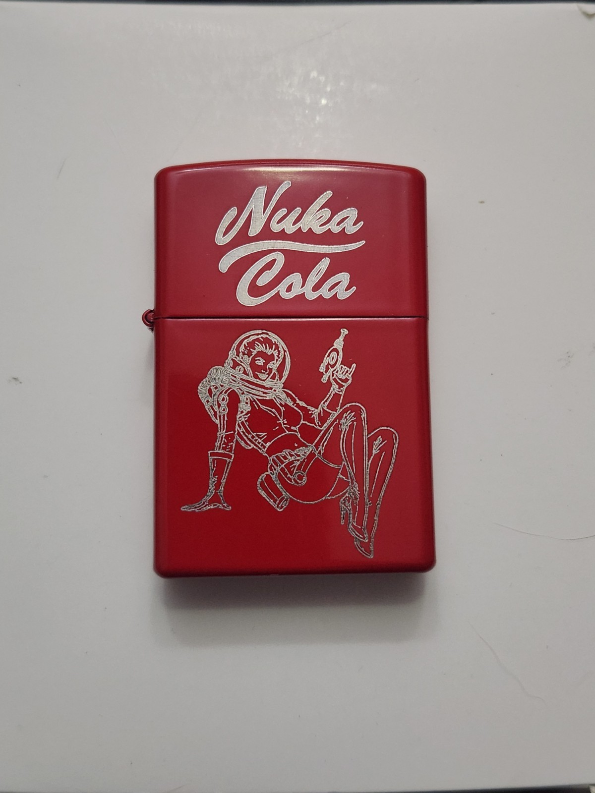 Custom Laser Engraved Flip Top Lighter Fallout Nuka Cola Girl Red