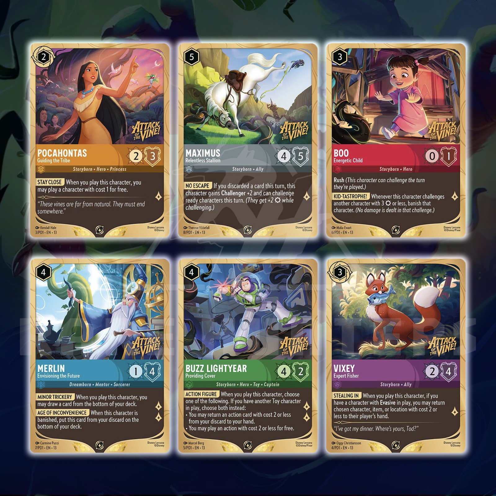 Promo Bundle Attack of the Vine Disney Lorcana Prerelease Boo Buzz Vixey Merlin