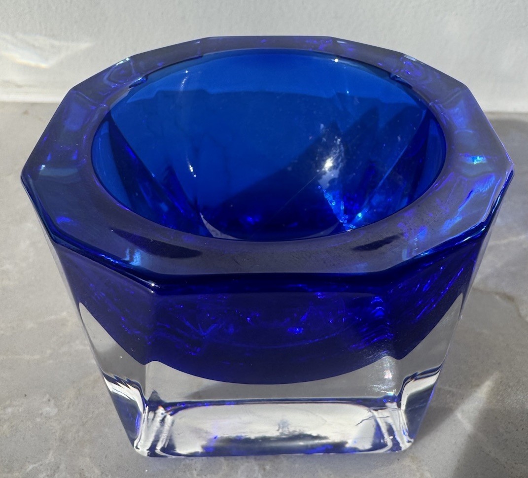 J. G. Durand France Cristal Crystal Votive Candle Holder Cobalt Blue 