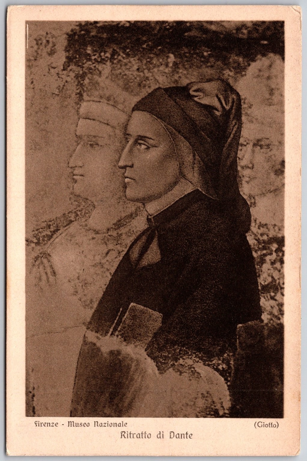 Vintage Firenze Museo Nazionale Giotto Dante Portrait Postcard
