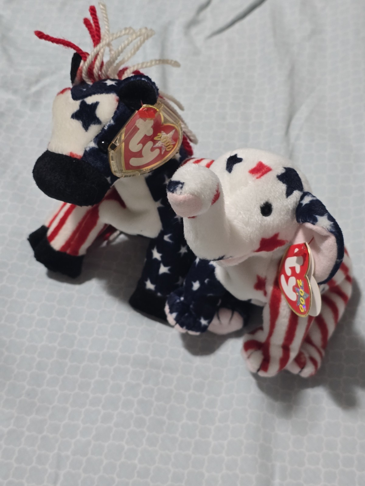 Vintage Lefty 2000 Donkey Righty 2000 Elephant Lot of 2 Ty Beanie Babies
