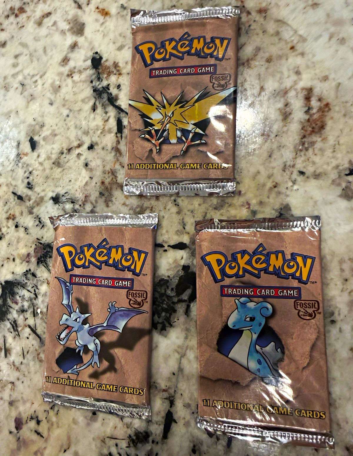 1999 Pokemon Fossil Unlimited Booster Pack Art Set 3 Sealed Packs WOTC English