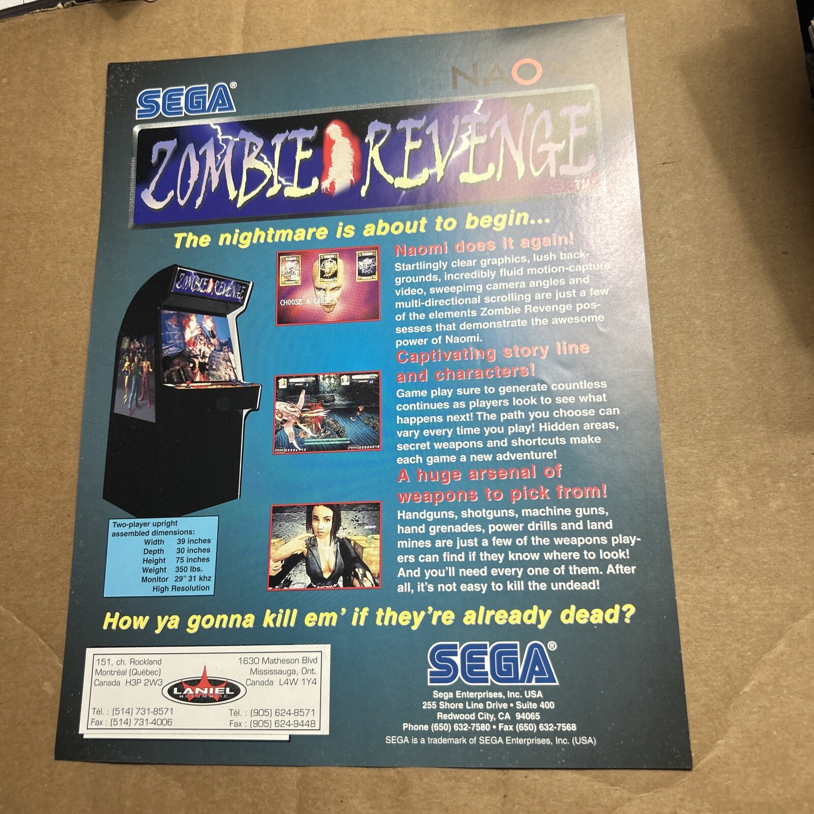 Original Old Stock Zombie Revenge Sega 1985 11- 8