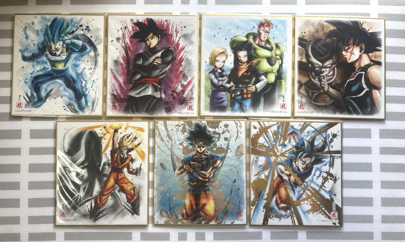 Dragon Ball Shikishi 7 Set Super Son Goku Mini Art Board Official Bandai Japan
