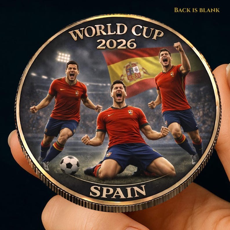 2026 Spain World Cup Coin, Spanish Soccer Celebration Fan Collectible Gift