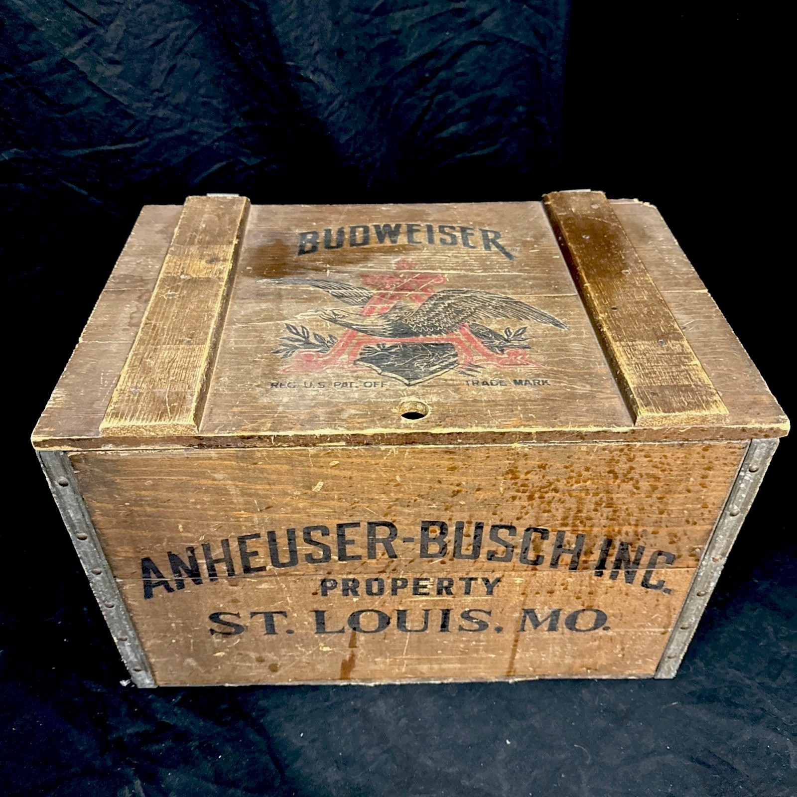 Vintage 1976 Budweiser Anheuser Busch Centennial Wooden Beer Crate Box Decor