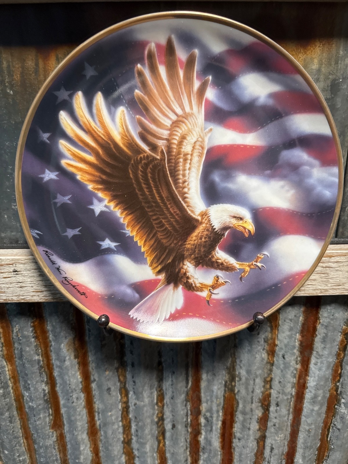 Vintage The American Eagle Plate By Ronald Van Ruyckevelt 8” Limited Art