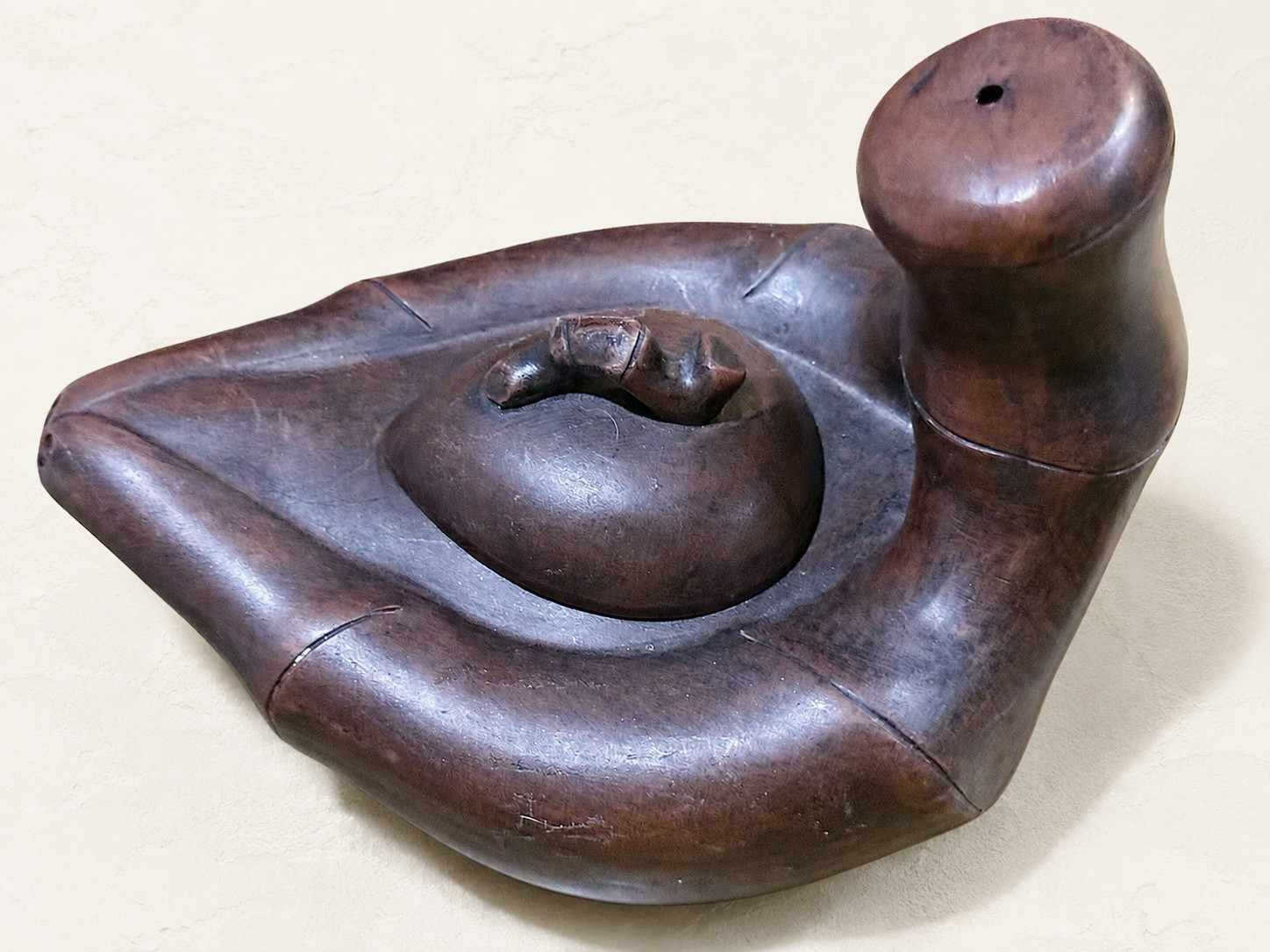 Vintage Wang Yinxian Style Yixing Zisha Teapot Abstract Biomorphic Red Clay Art