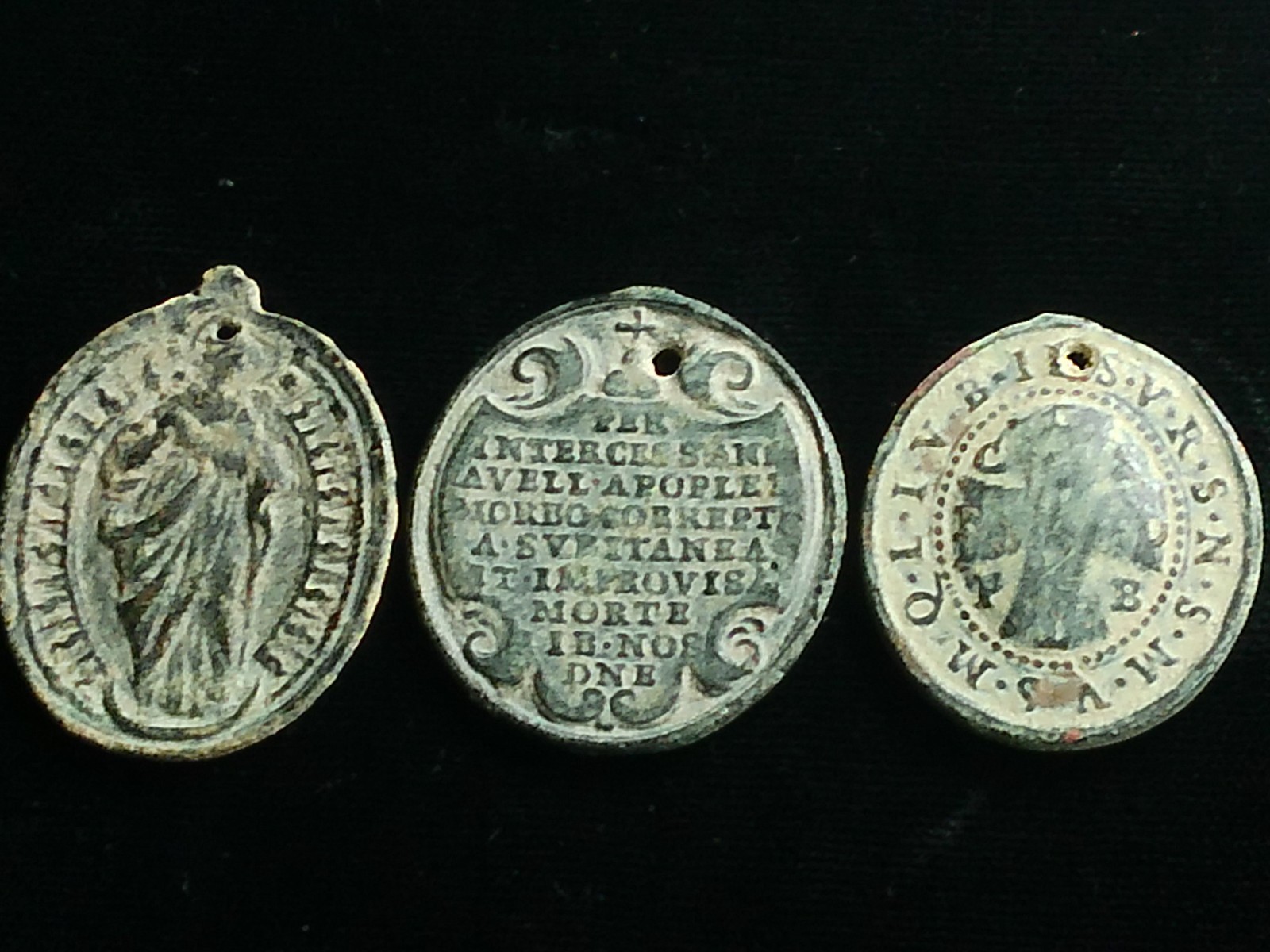Group of (3) Excavated 17th - 18th Century Colonial Religious Medals