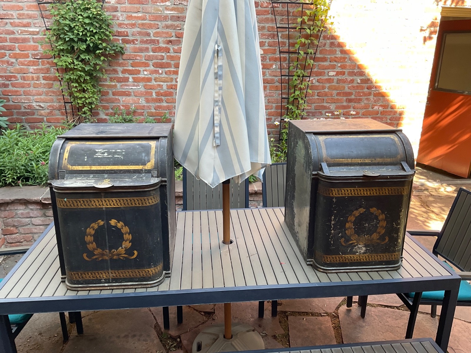 Henry Troemner Set of (2) Coffee Bin 19th Century Toleware