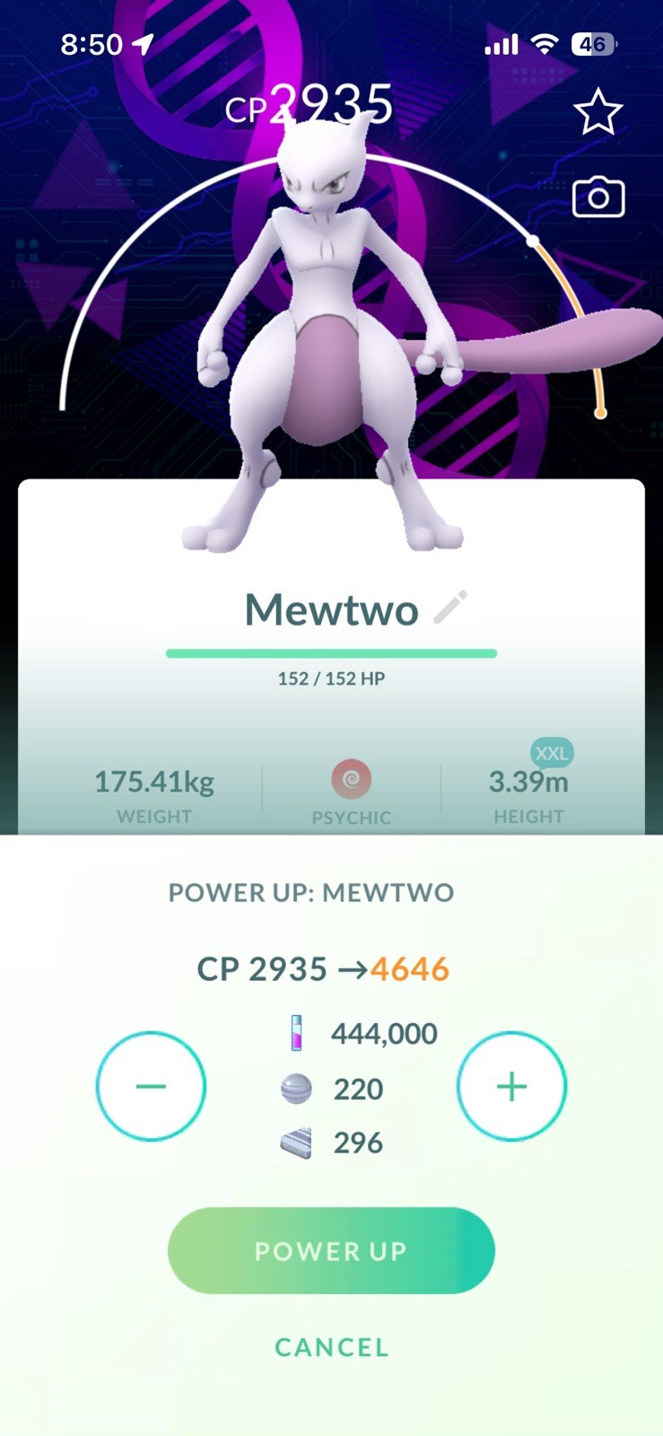 Pokemon XXL SIZE Level 50 Mewtwo GO Fest 2026 Background 3 Moves Go