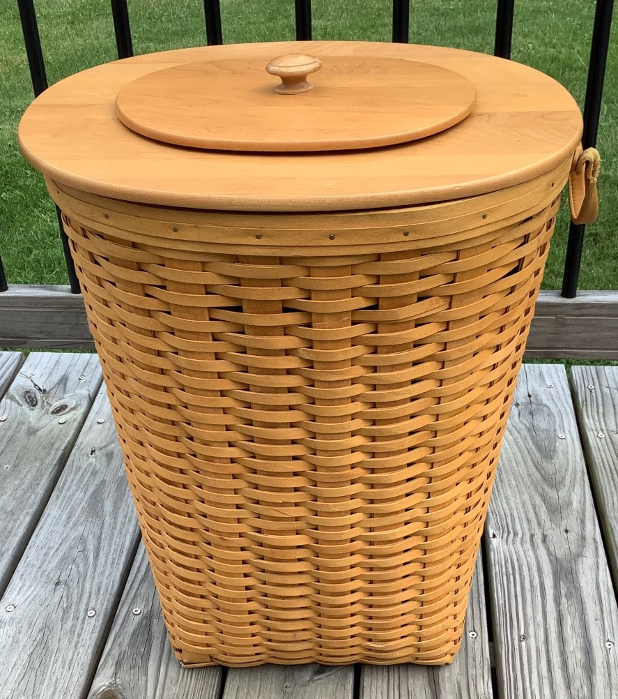 Longaberger 2002 Extra Large XL Waste / Hamper Basket with Lids & Protector - r