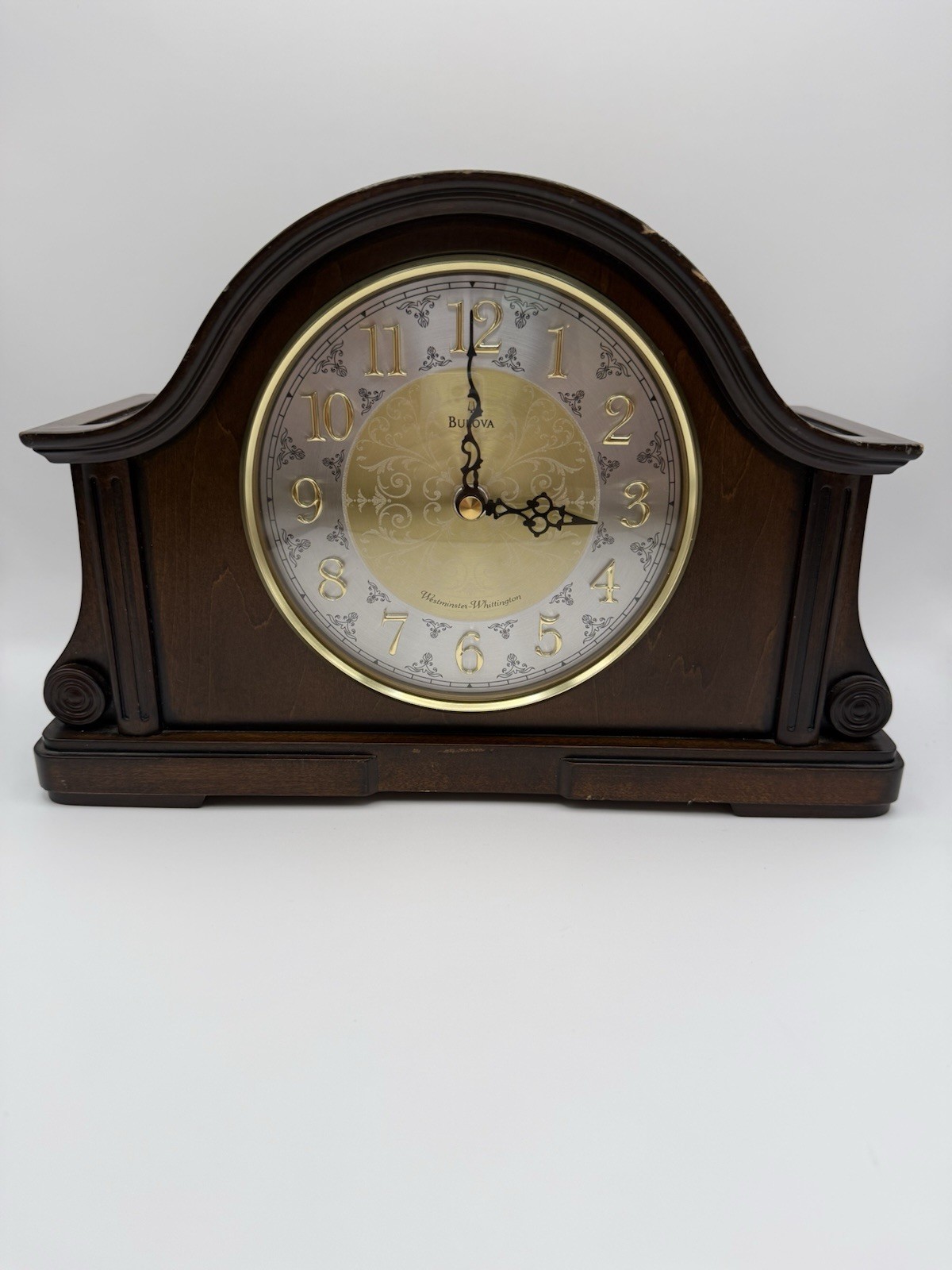 Bulova B1975 Chadbourne Old World Mantle Clock Gold Trim Home Decor