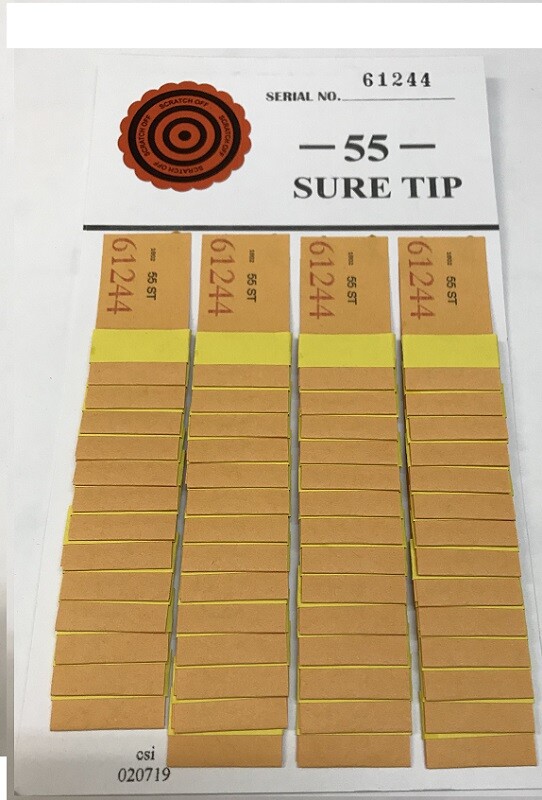 One Dozen # 55 Sure Tip Boards (0-0/9-9)  Bingo/Jar Tickets  USA