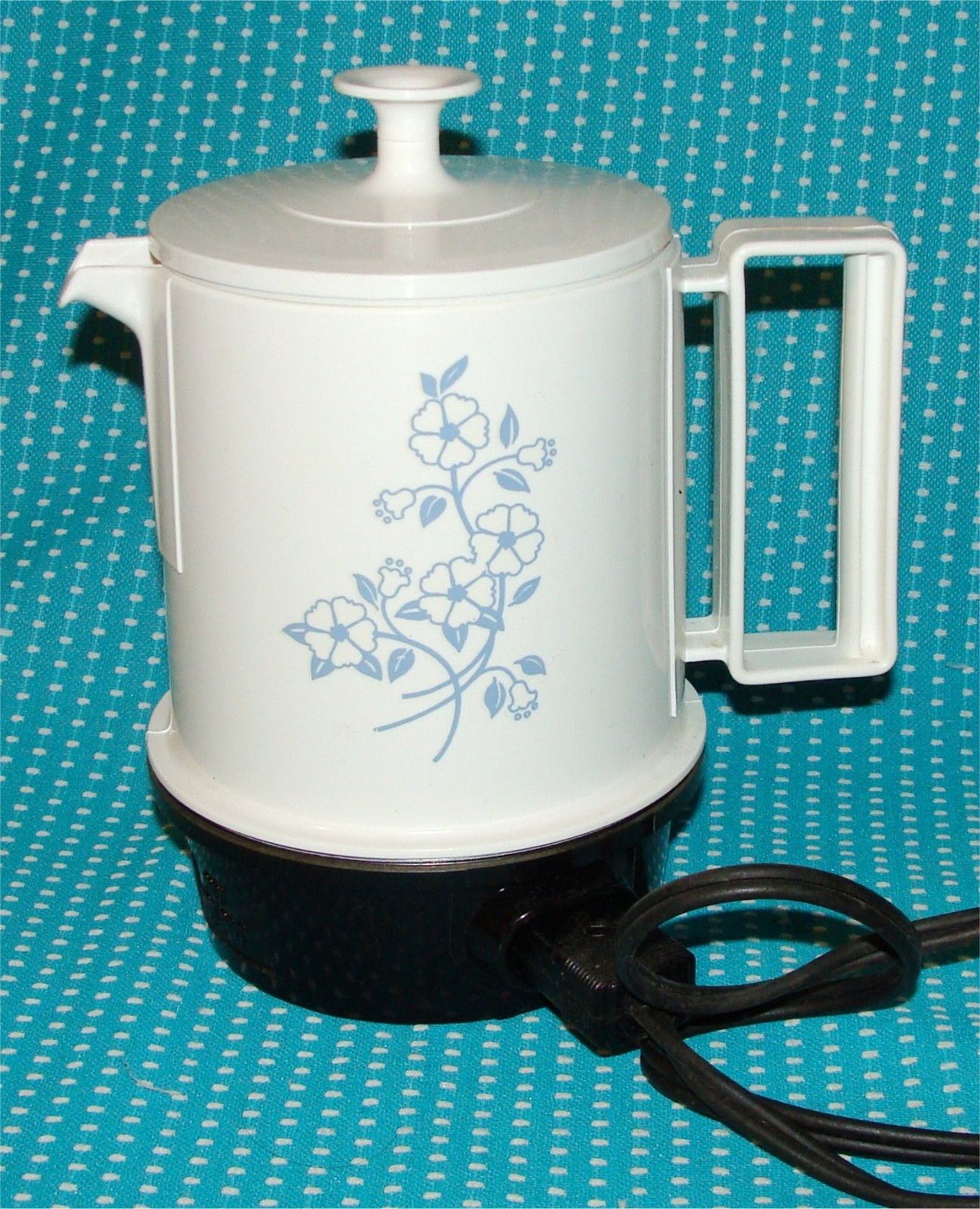 Vtg Regal Ware 5 Cup Automatic Poly Hot Pot Electric Kettle Warmer Blue White