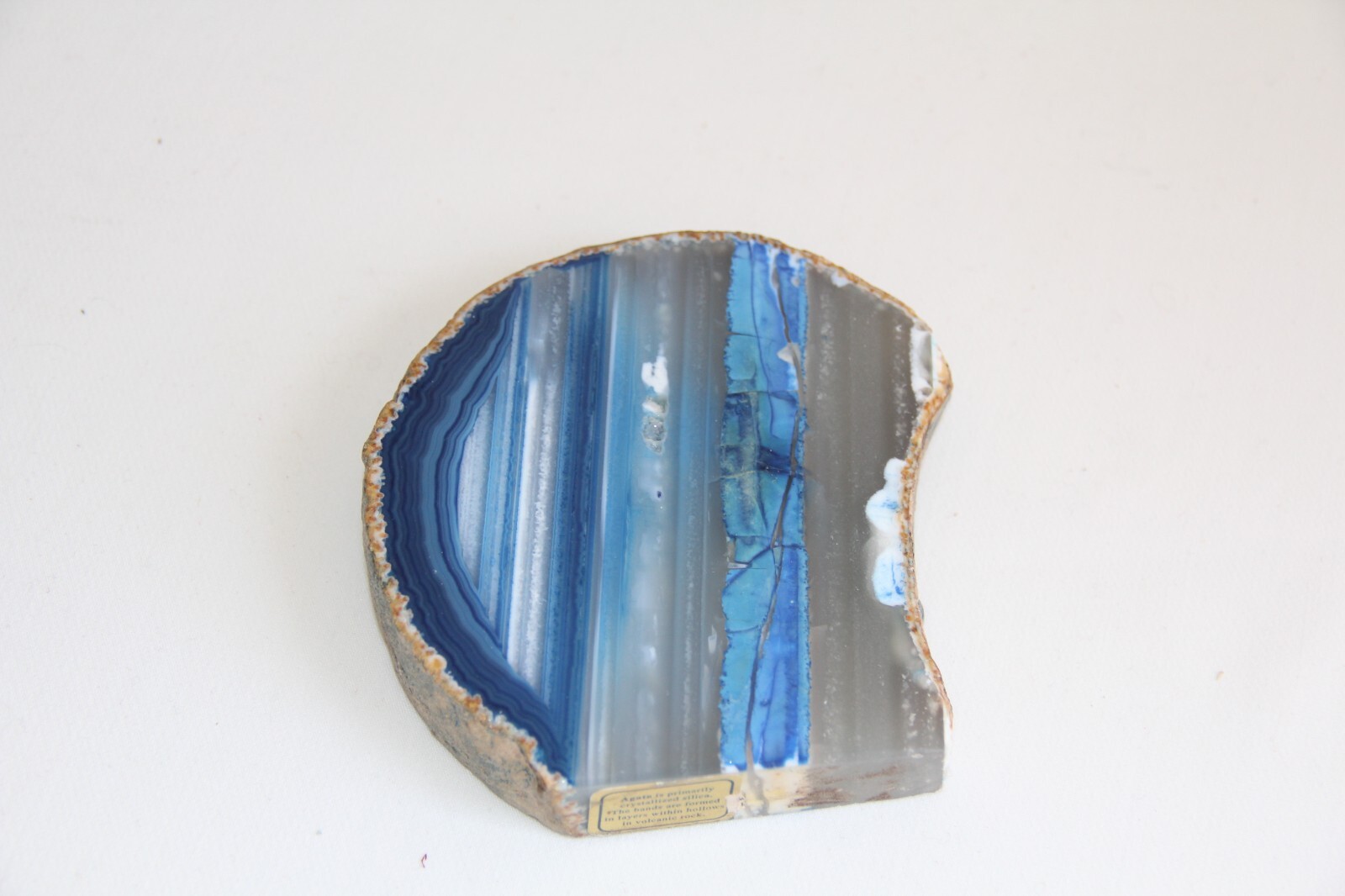 Genuine Blue Agate Sliced Quartz Geode. Gorgeous Various Hues of Blue Striated