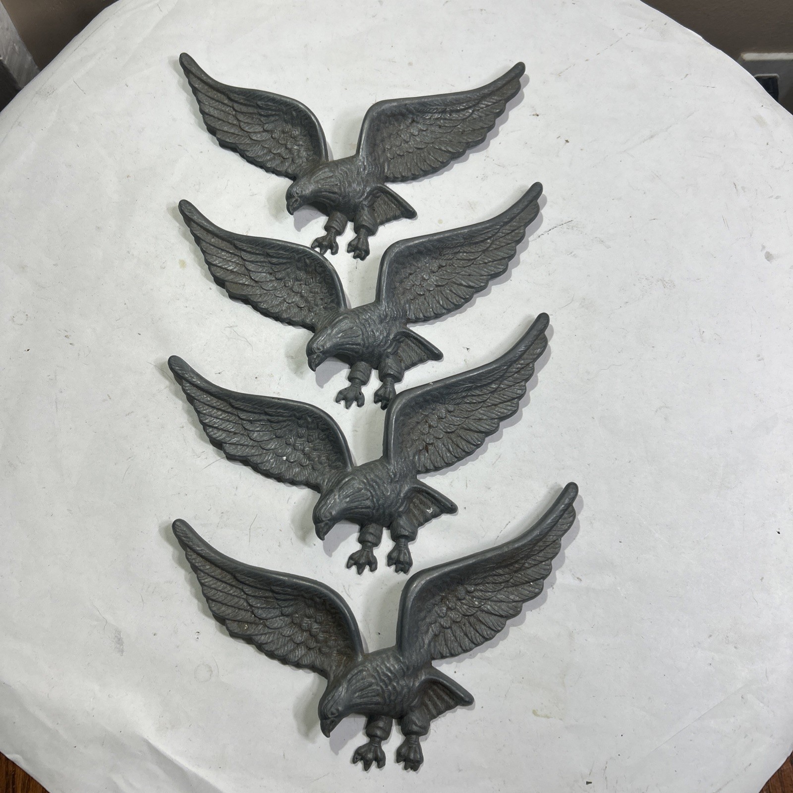 Lot of 4 Vtg Eagle Wall Plaques aluminum, Americana, crafting 5x9” 