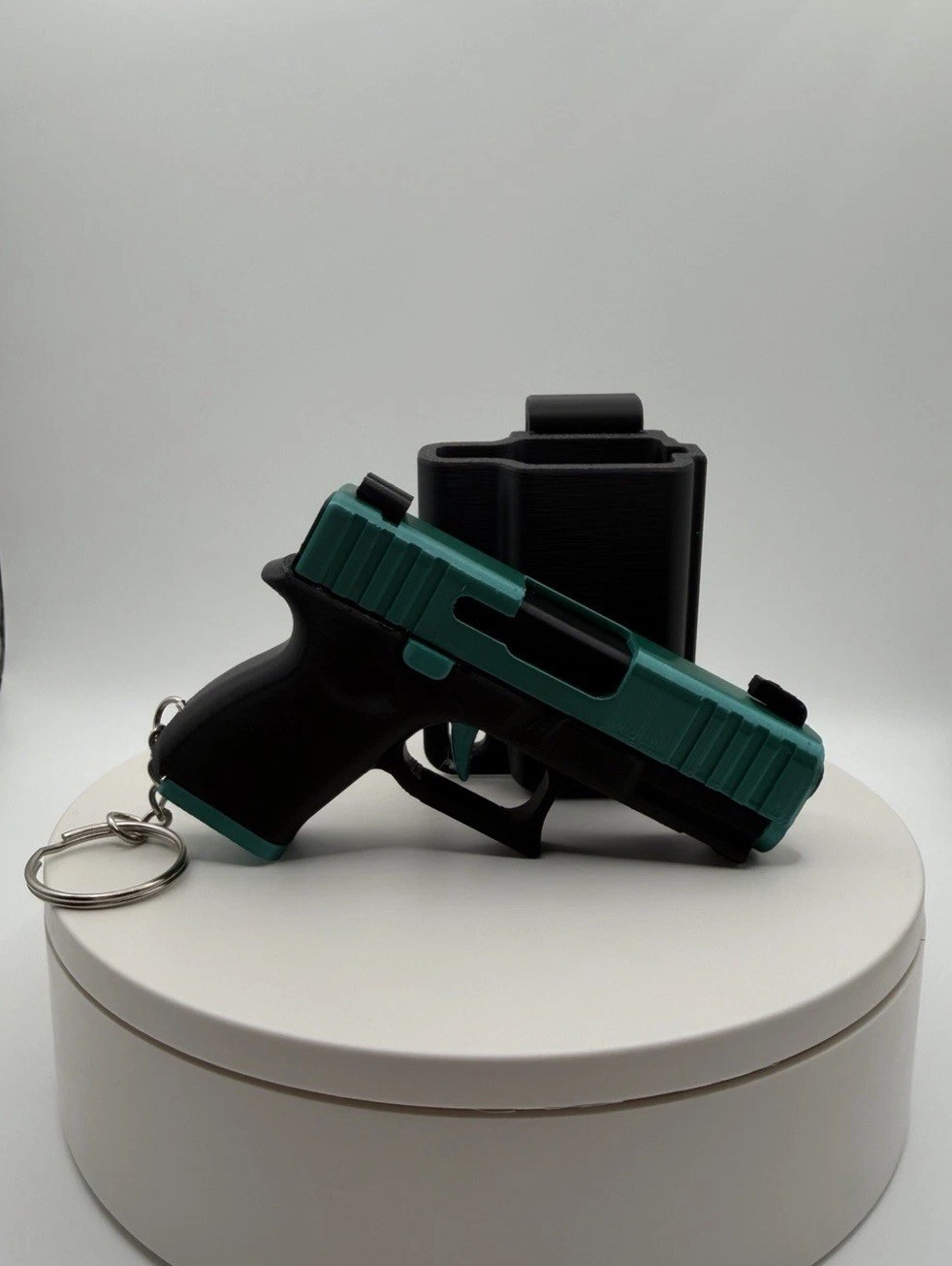 Mini Pistol Style Keychain w/ Removable Magazine & Holster – 3D Printed Novelty