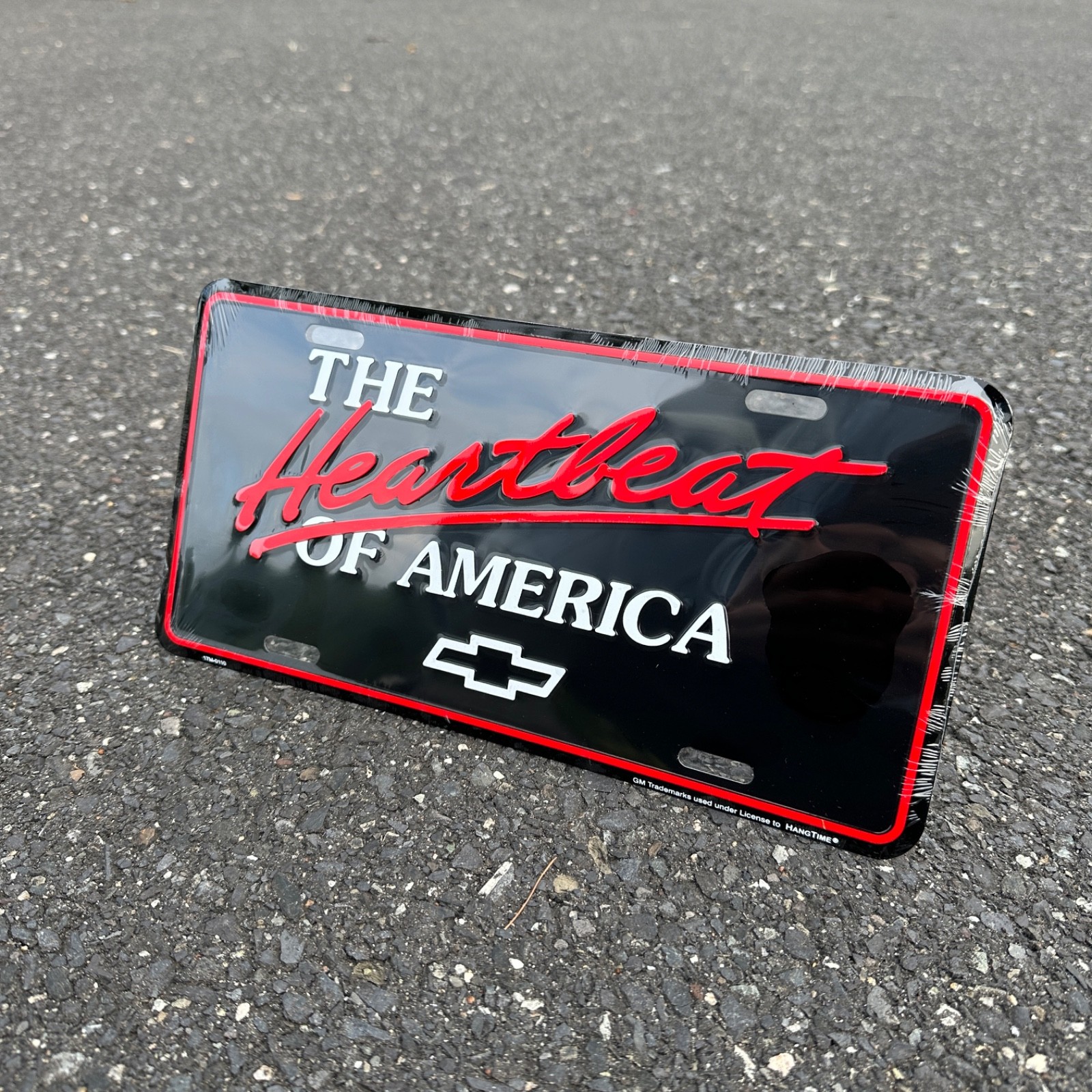 Heartbeat of America Chevy Deadstock Embossed License Plate Vintage GM Official