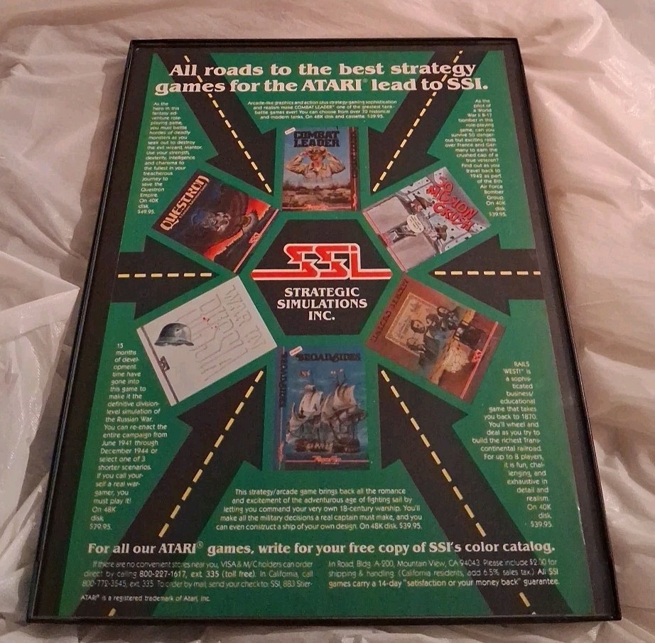 Strategic Simulations Inc Atari Games Framed Print Ad 1984 8.5x11