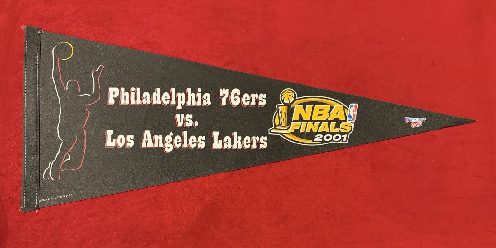 2001 NBA Finals 29 Inch Pennant Philadelphia 76ers vs Los Angeles Lakers