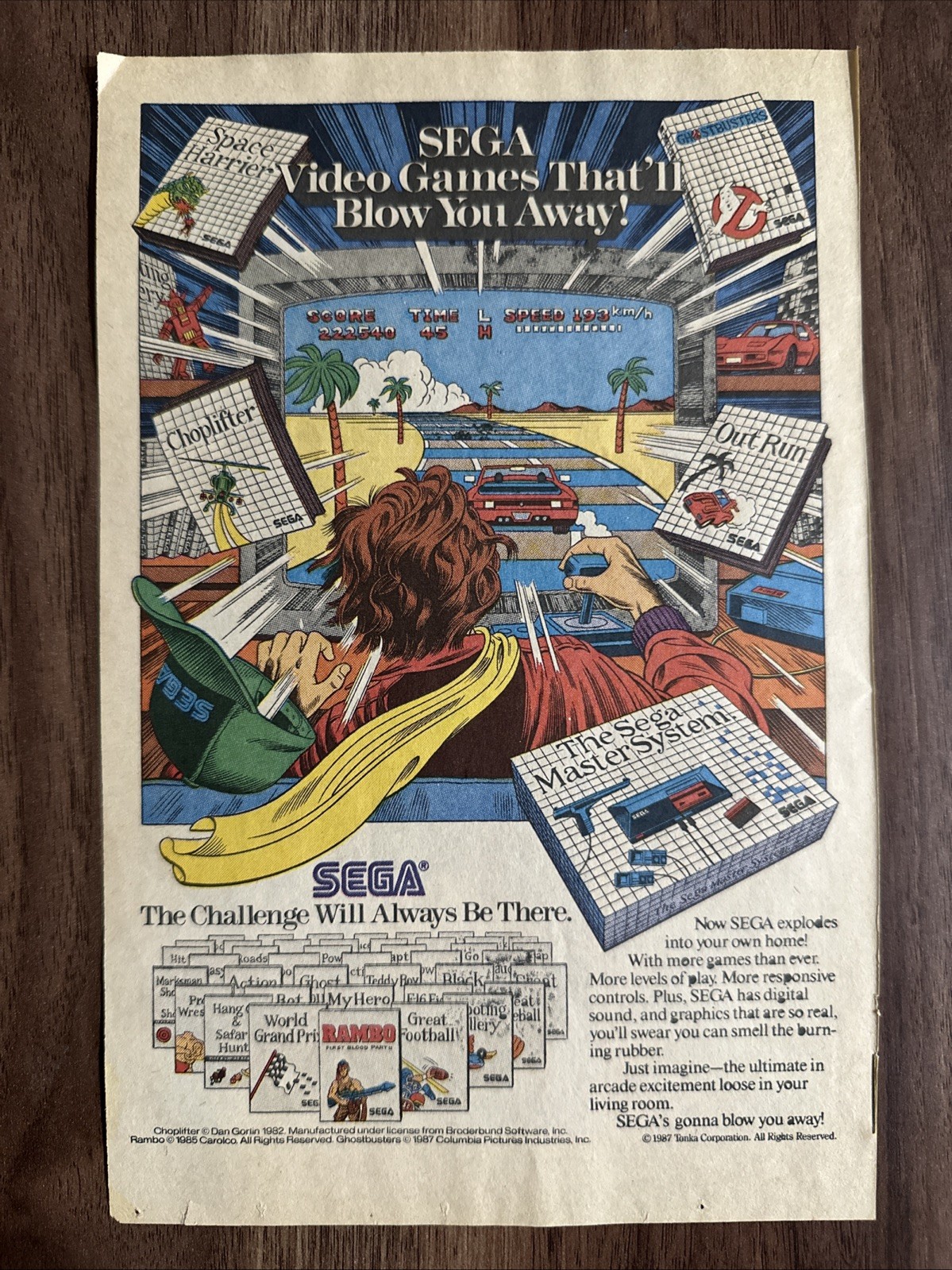 1987 Sega Master System Video Game Console Print Ad 80s Pop Art Retro Gaming