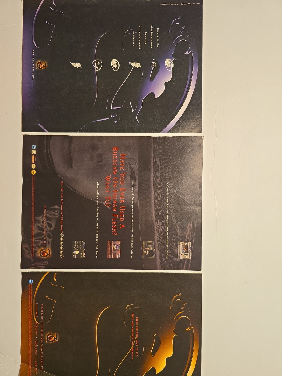 Rare Vintage 1995-1996 Mortal Kombat 3 Ad Lot Retro Gaming Ephemera Grail