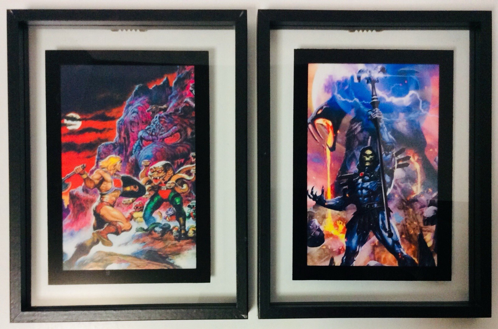 Masters of the Universe (MOTU) He-Man & Skeletor 4x6 FRAMED Art Prints Lot Of 2