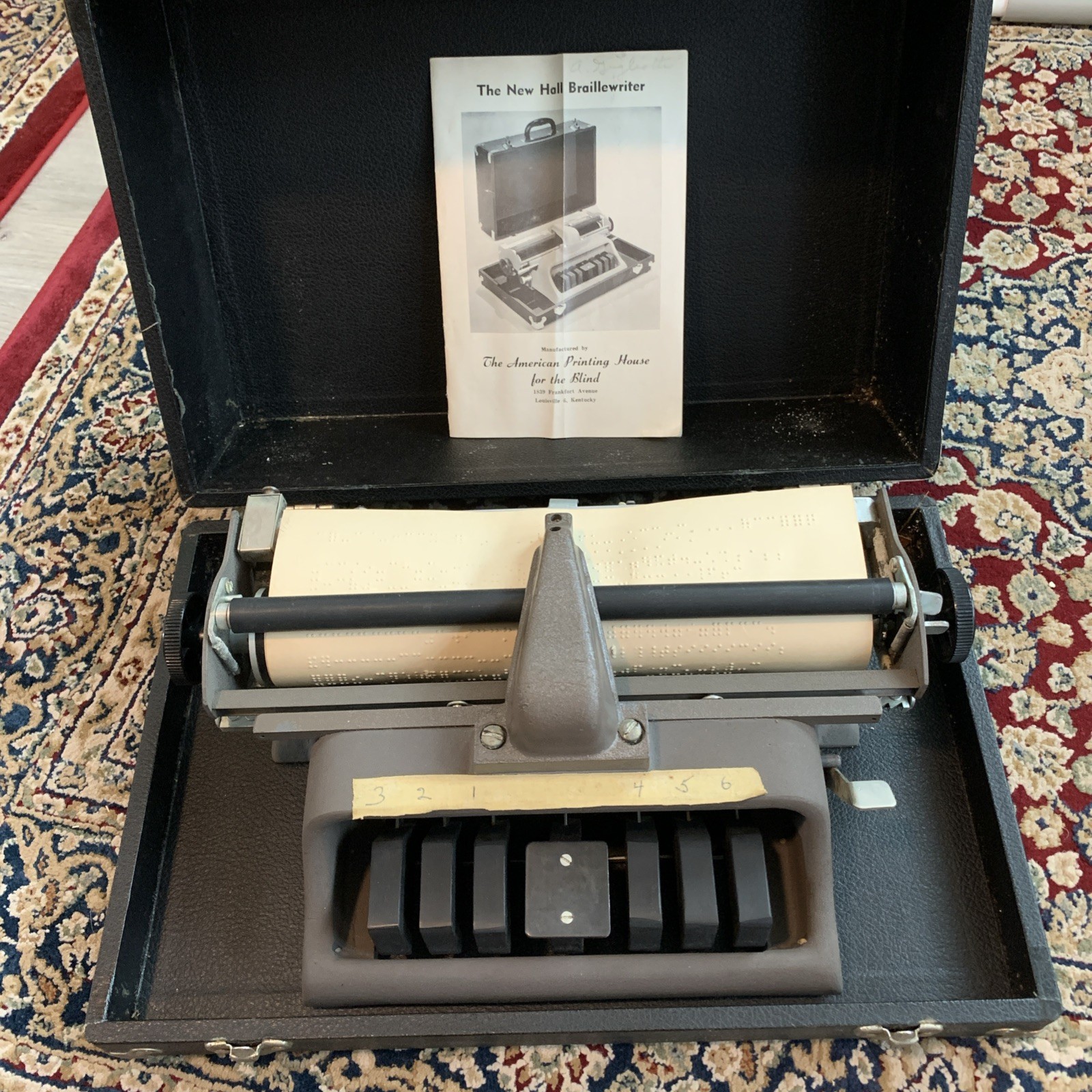 Vtg New Hall Braillewriter with Original Manual & Case - Fully Working