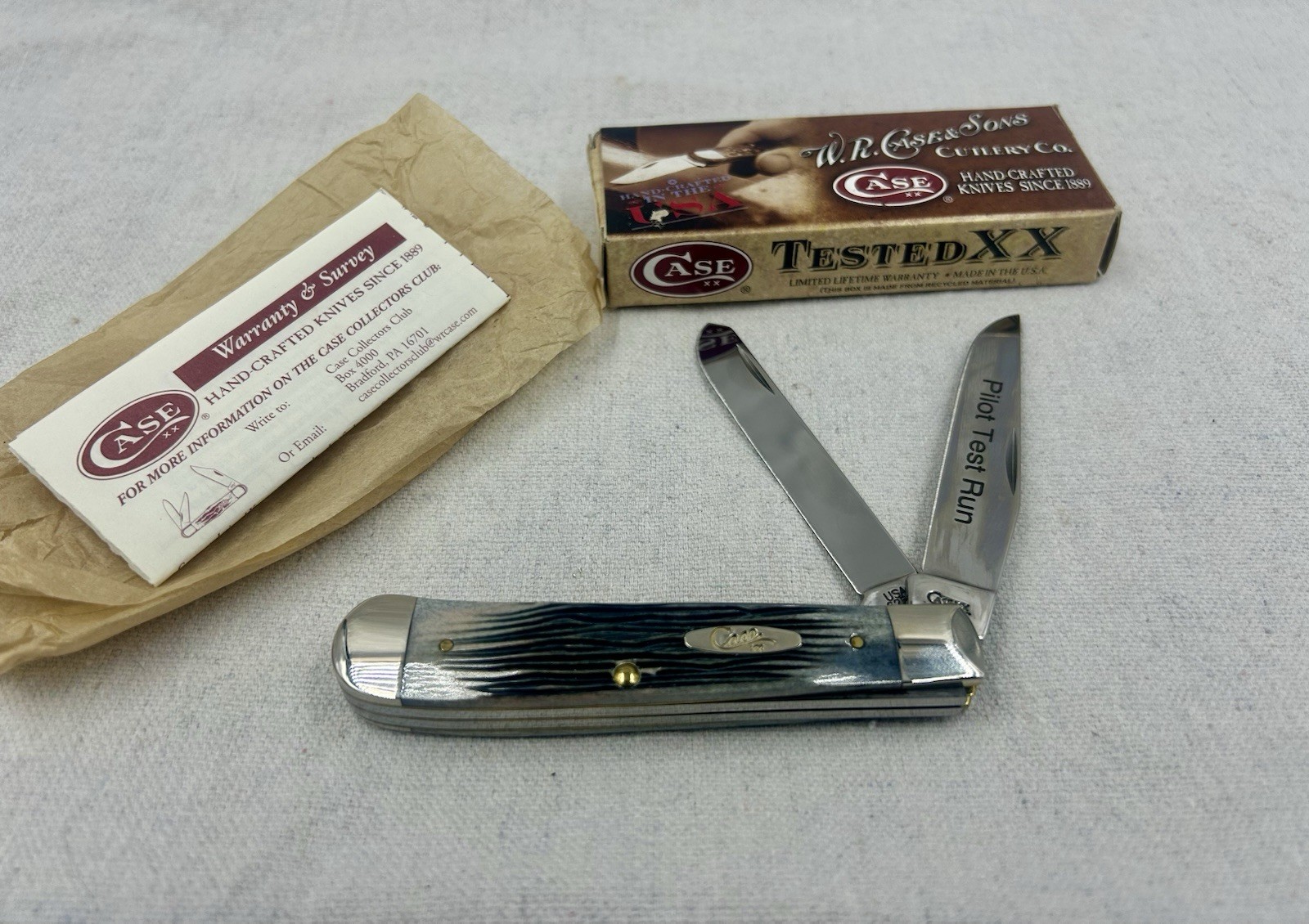 VERY RARE 2010 Case Pilot Test Run Gray Trapper - Winterbottom Bone Handles