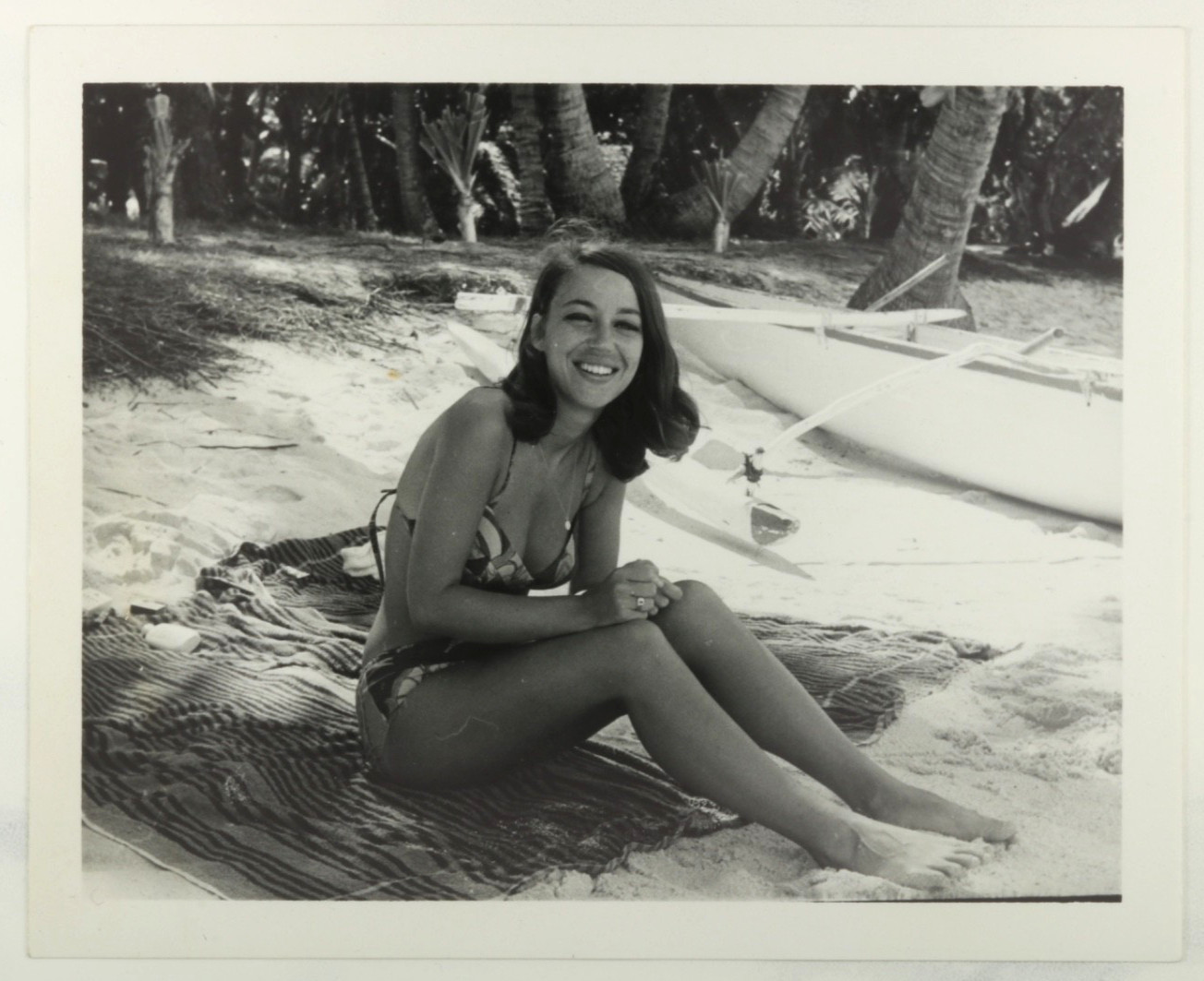 FOUND PHOTO Bikini Girl on the beach, larger print early 1960s