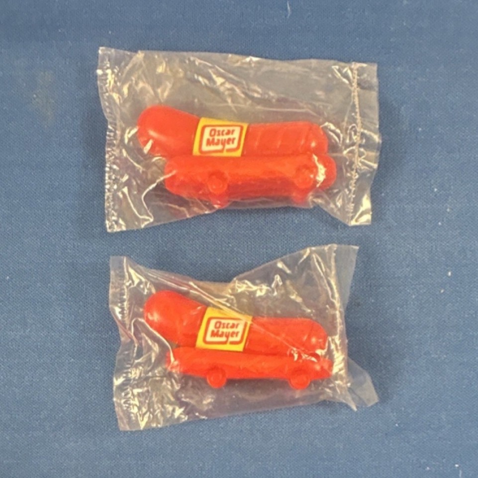 Oscar Mayer Lot of 2 Red Plastic Weiner /Weenie Whistles in original package