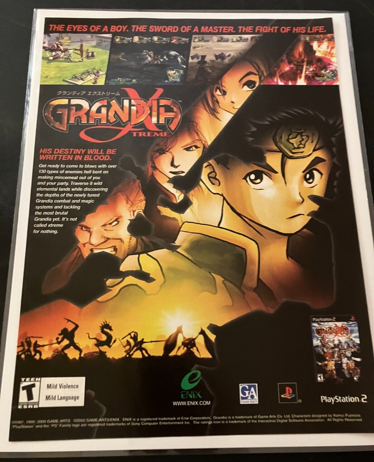 Grandia Xtreme - Vintage Original Gaming Print Ad / Poster / Game Room Wall Art