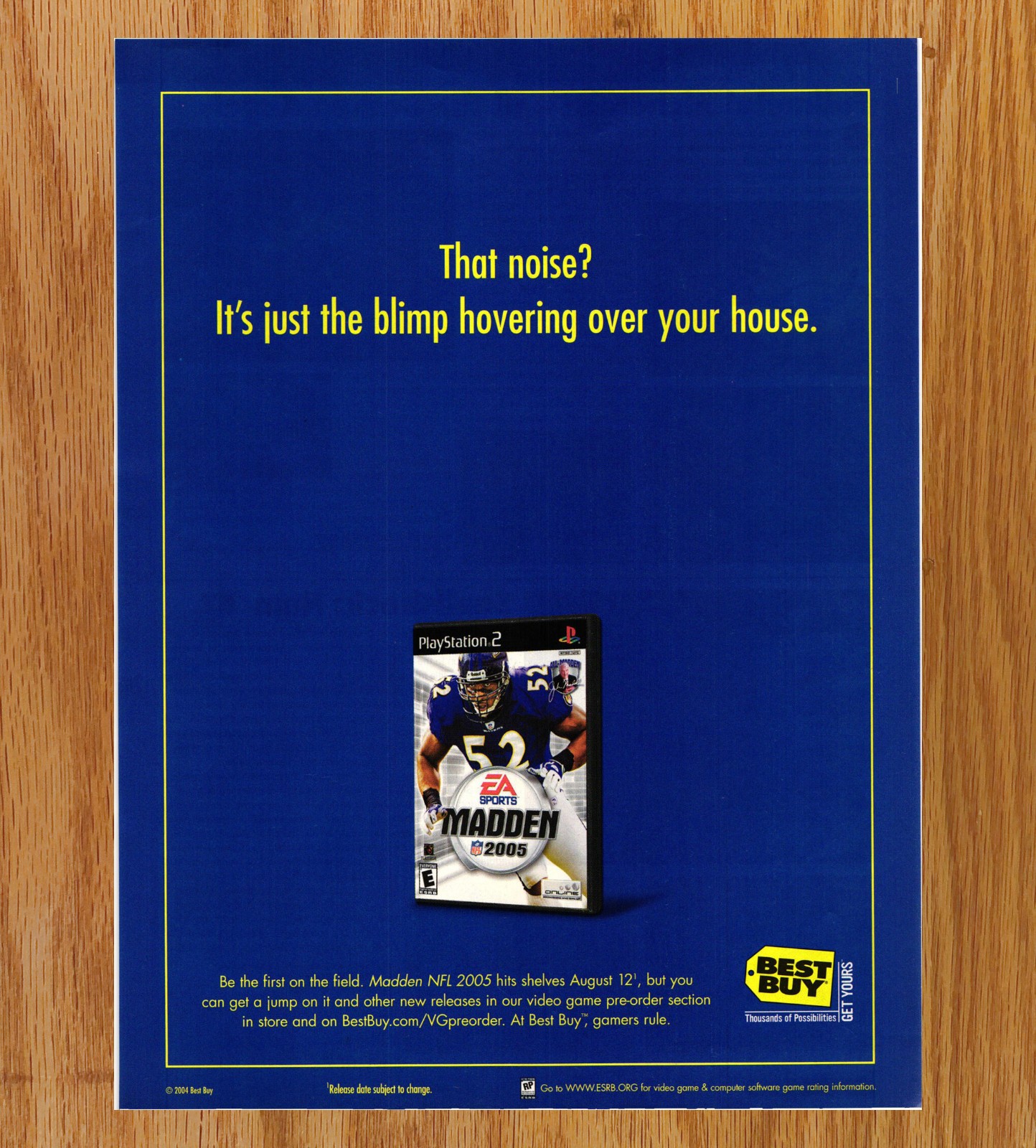 Madden NFL 2005 Best Buy Blue August 12 - Video Game Print Ads Poster 2004