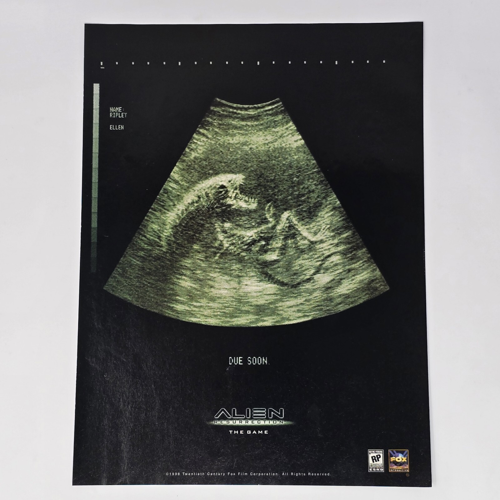 Alien Resurrection Sony PS1 Due Soon Ultrasound Print Ad/Poster Official Promo