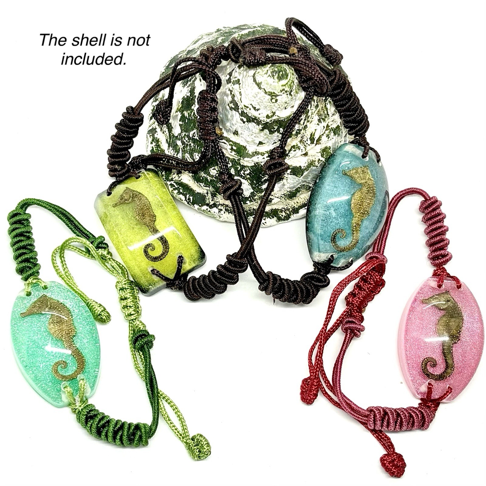 Seahorse Bracelet in Resin Specimen Ornament Collection 4 pcs