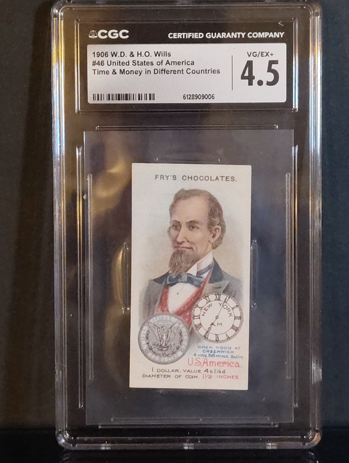 ⭐ 1906 W.D. & H.O. Wills #46 Abraham Lincoln? Tobacco Card CGC 4.5 RARE