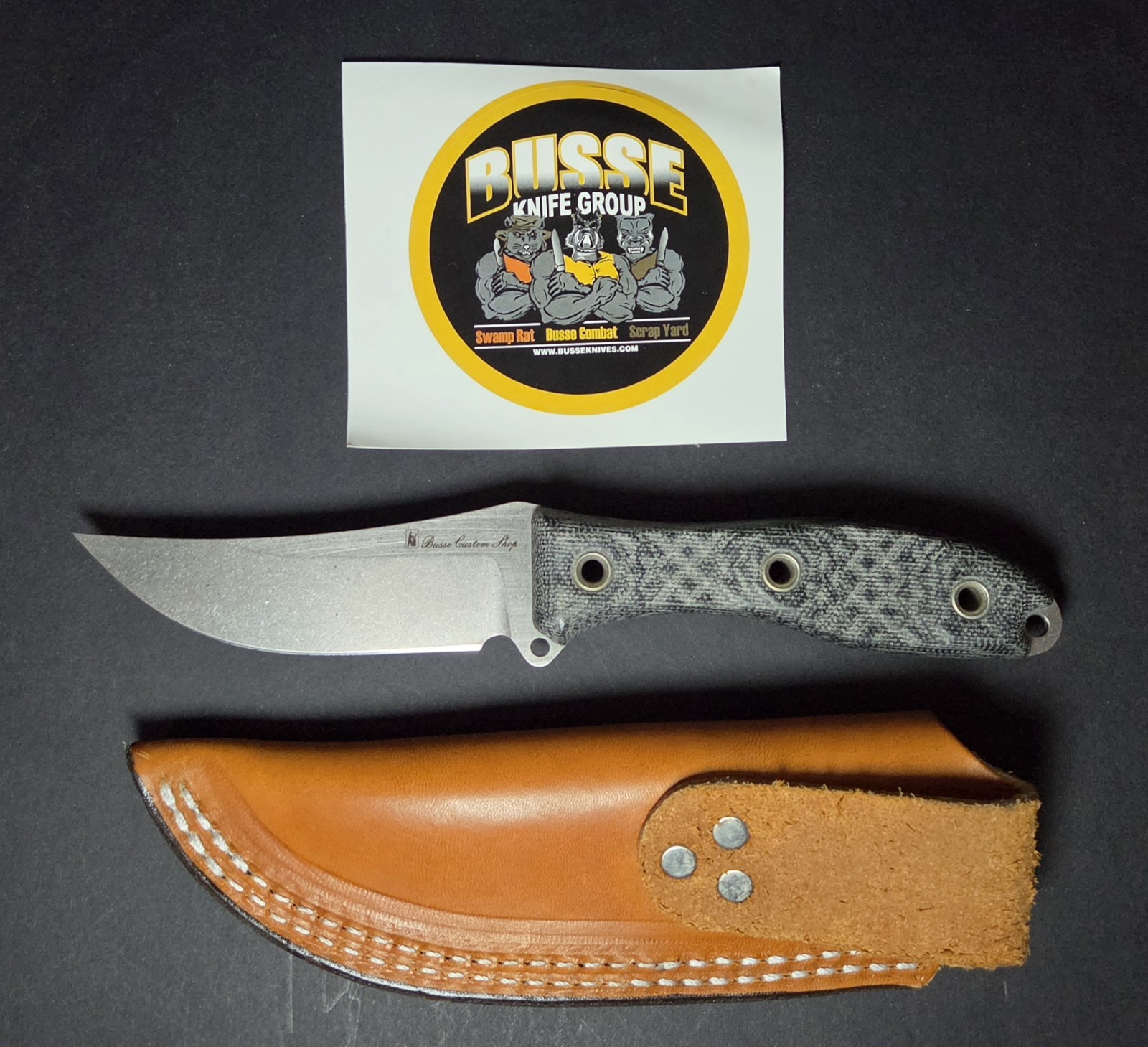 Busse Custom Shop Crab Trail ELMAX Black Paper Micarta Danny Bull Sheath NEW
