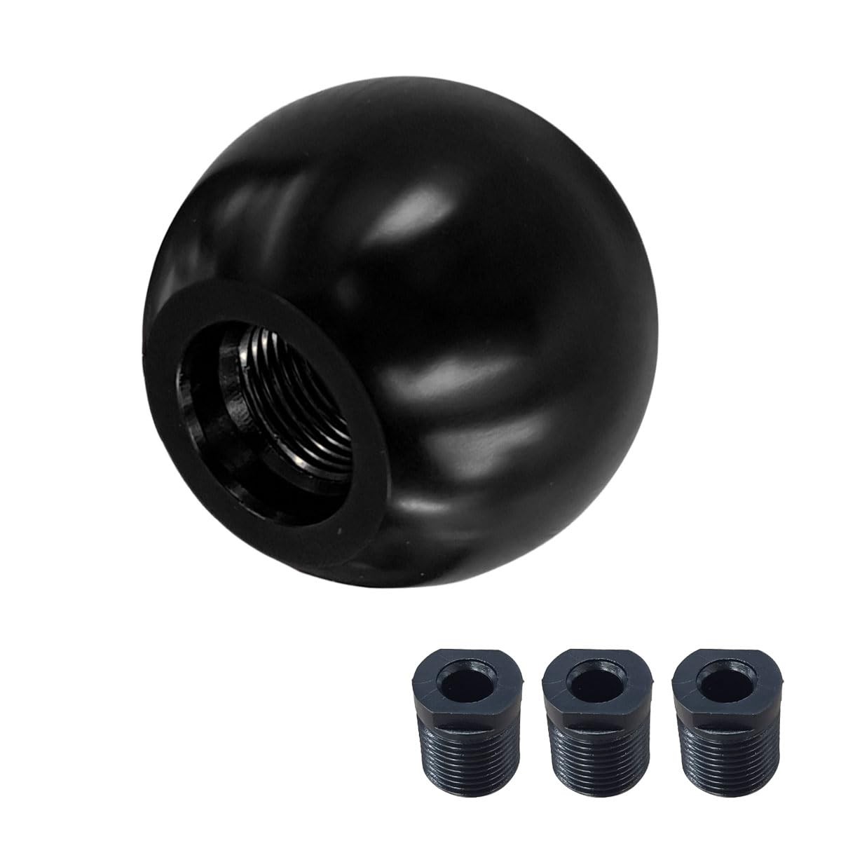 BDZMC Round Ball Car Gear Shift Knob with 3 Adapters M8 M10 M12 (Black)