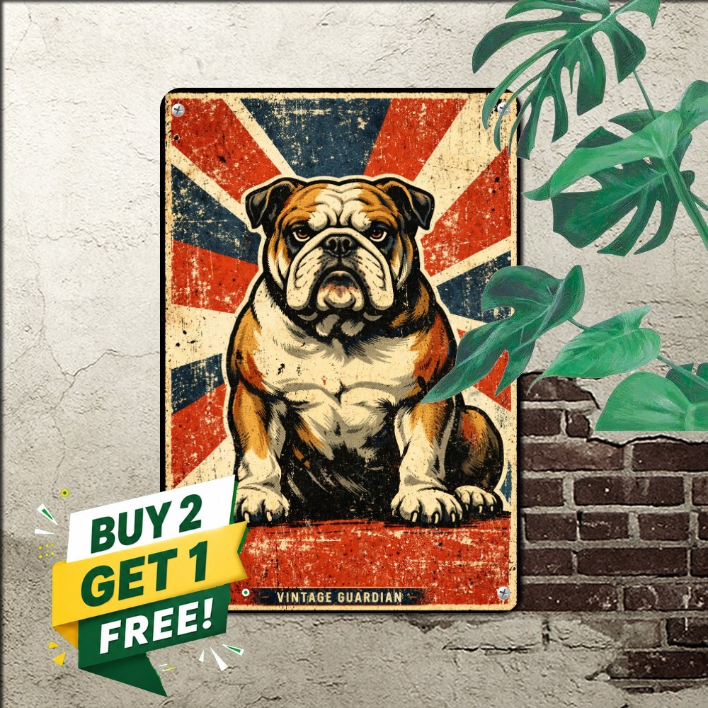 English Bulldog Pet Pride Tin Sign Vintage British Dog Metal Wall Decor