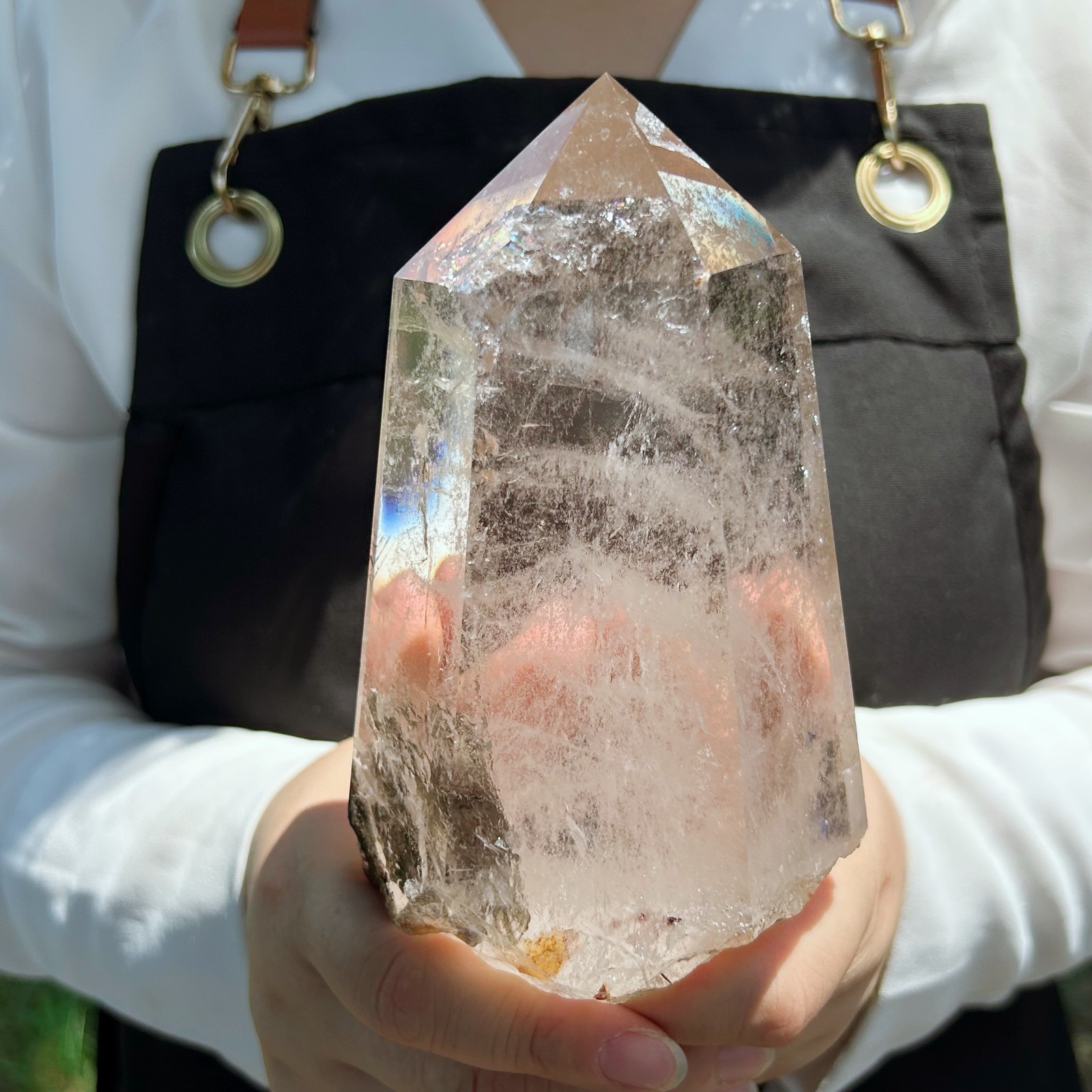 2.3LB Natural Smoky Quartz Obelisk Crystal Wand Point Healing G8017